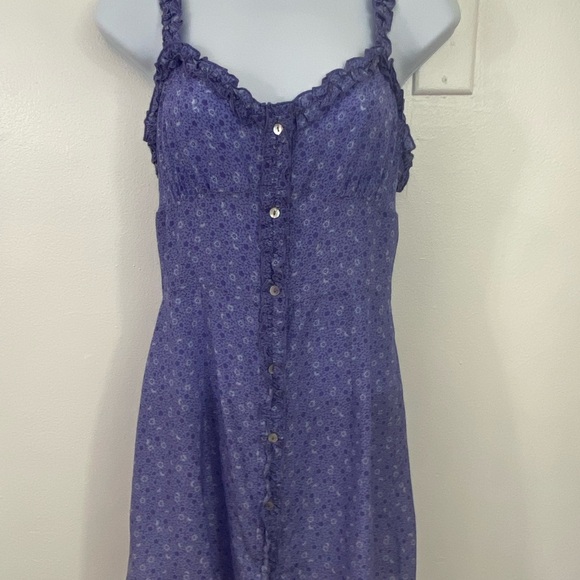 Realization Par Julia Dress in Purple Haze Silk Floral Ruffle Mini Babydoll - Picture 3 of 12